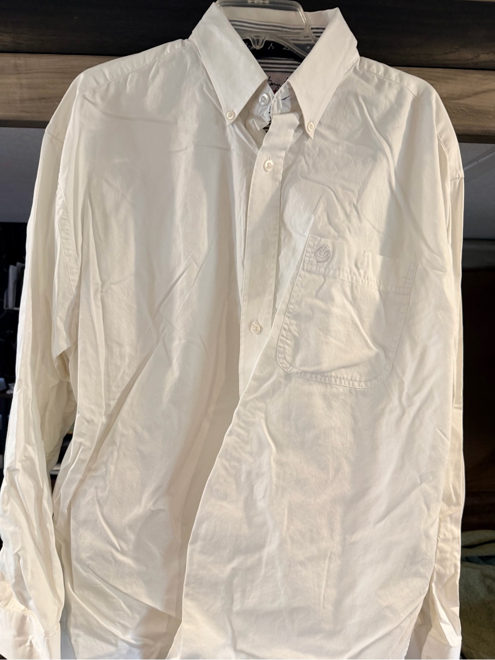 Wrangler White Button-Down Pocket Dress Shirt